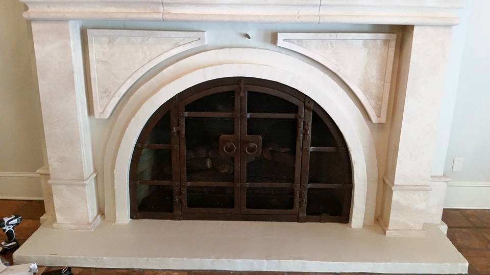 Custom arched fireplace doors. Lafayette, Louisiana