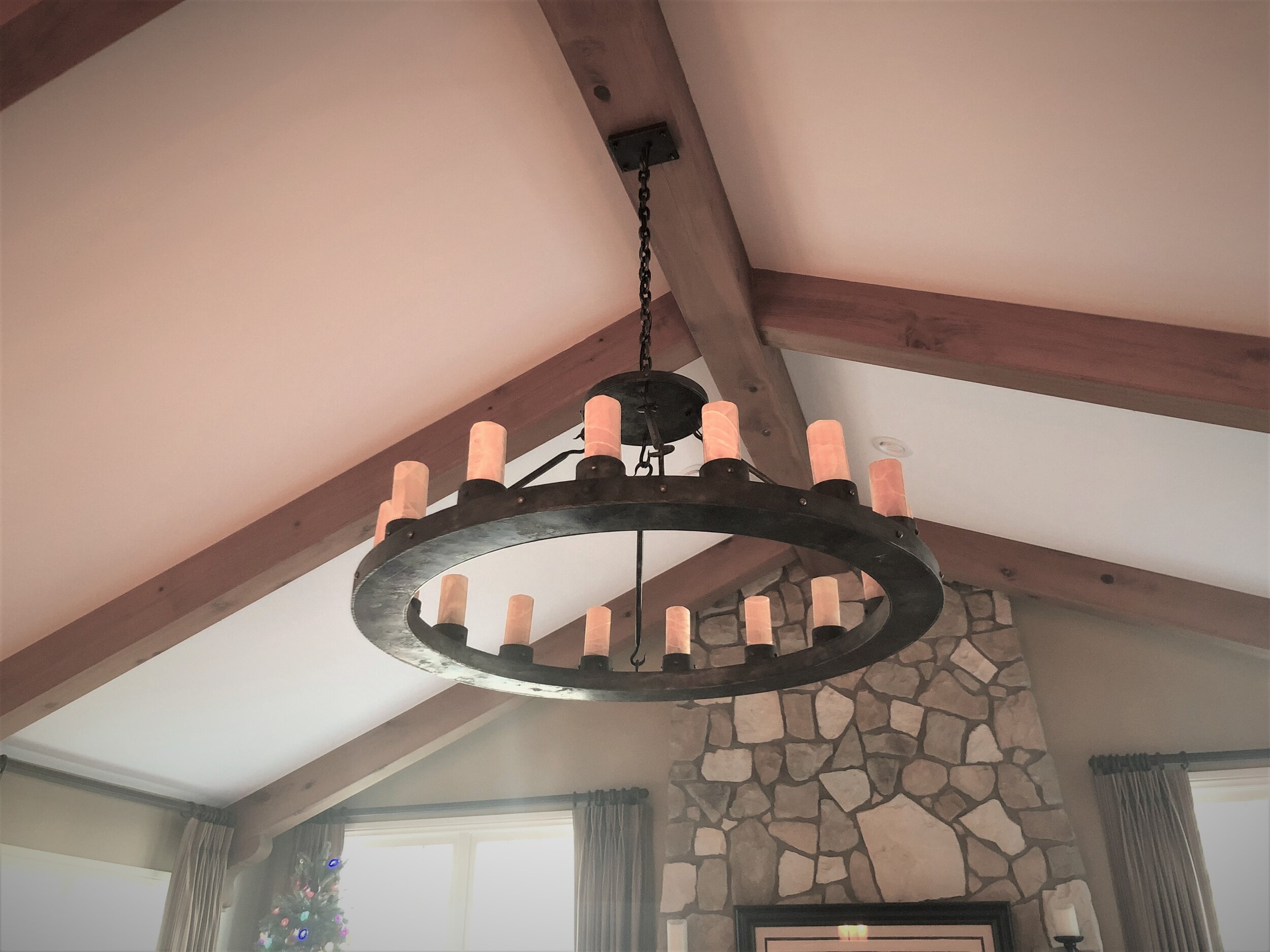 Honeycomb calcite chandelier