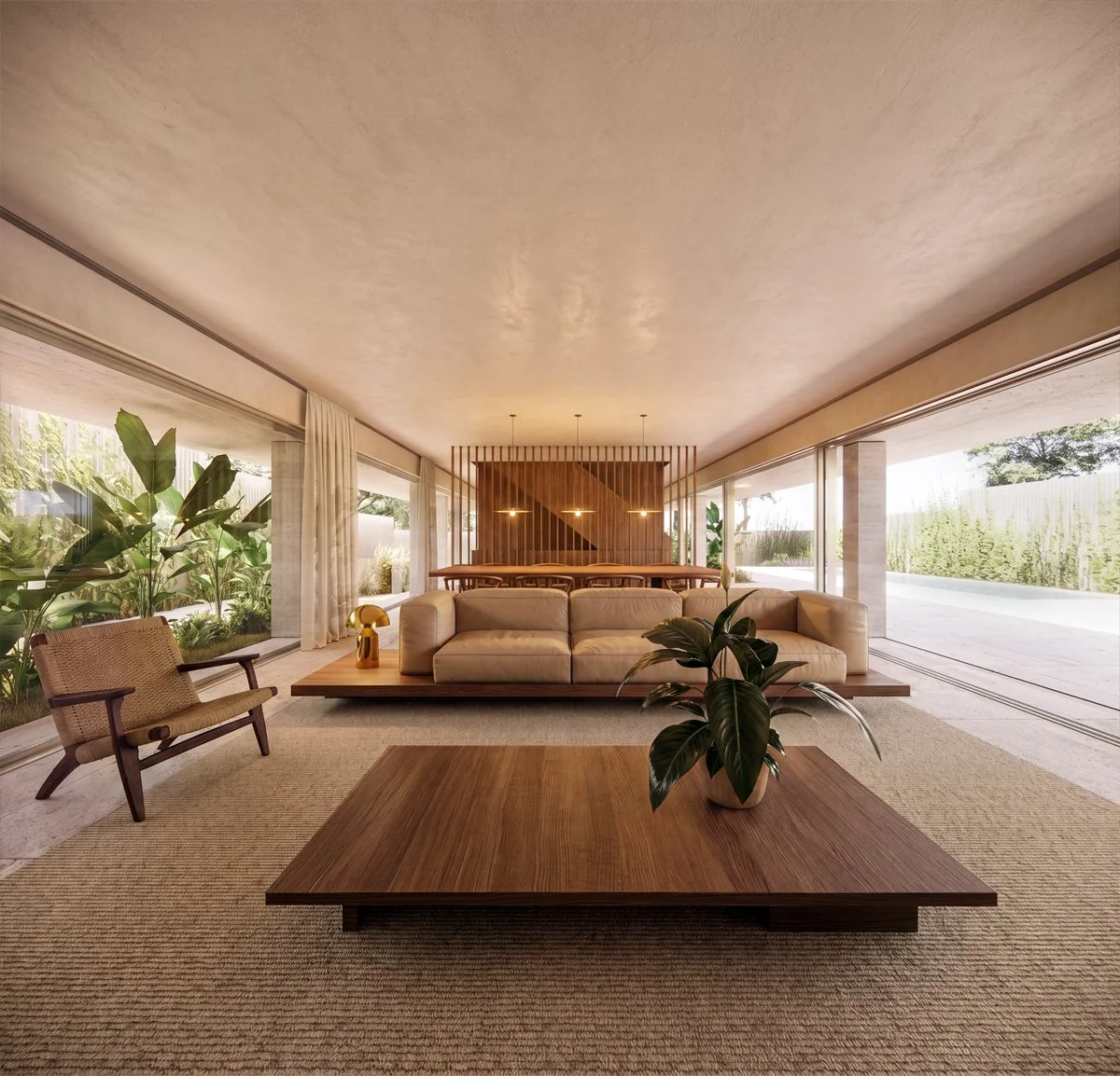 Casa Lares II en Madrid, interior en continuidad con terraza