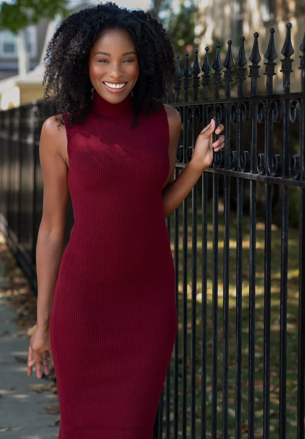 Outdoor portrait in a burgundy dress — Patrick D. Simmons Photography
