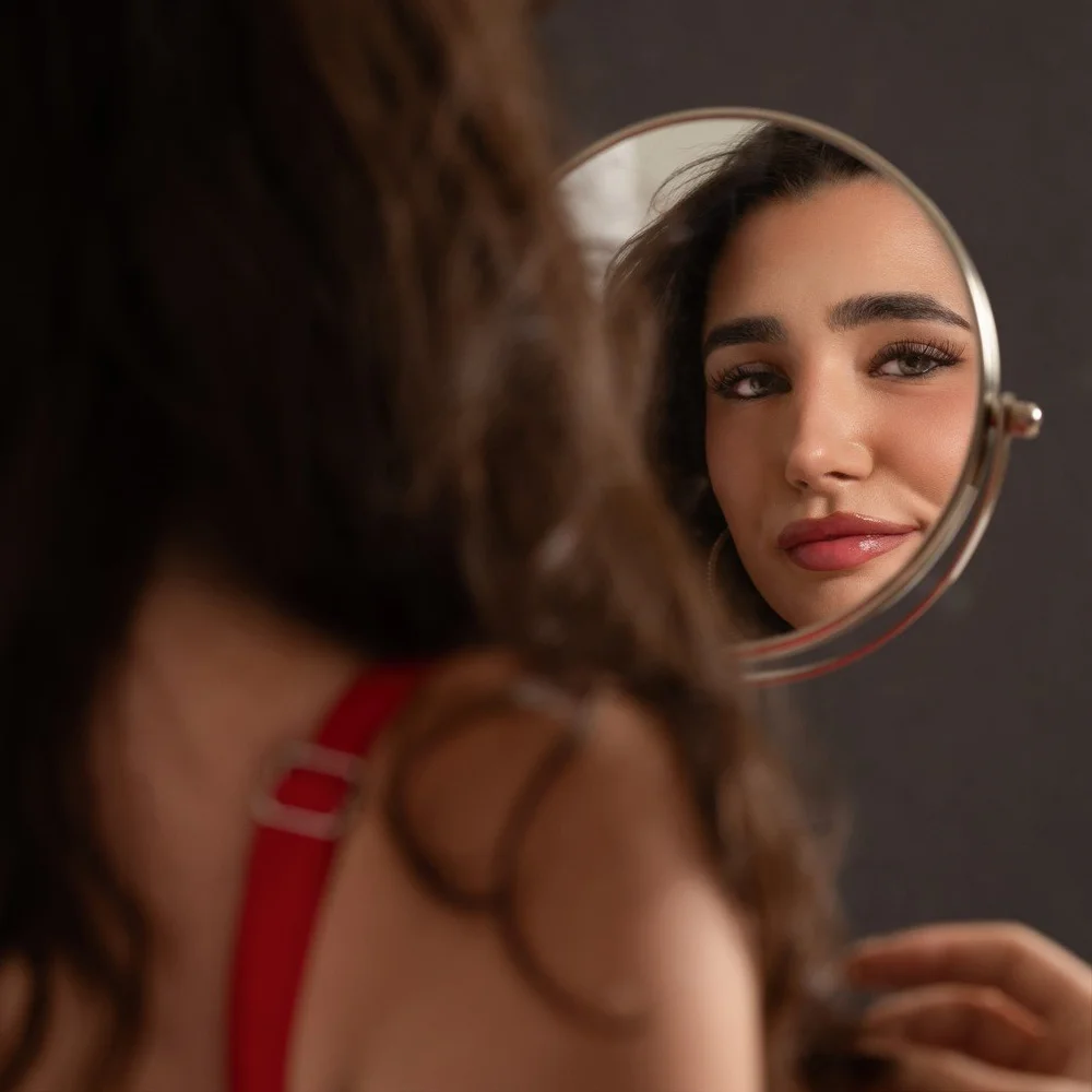 Beauty portrait reflected in a hand mirror — Patrick D. Simmons Photography