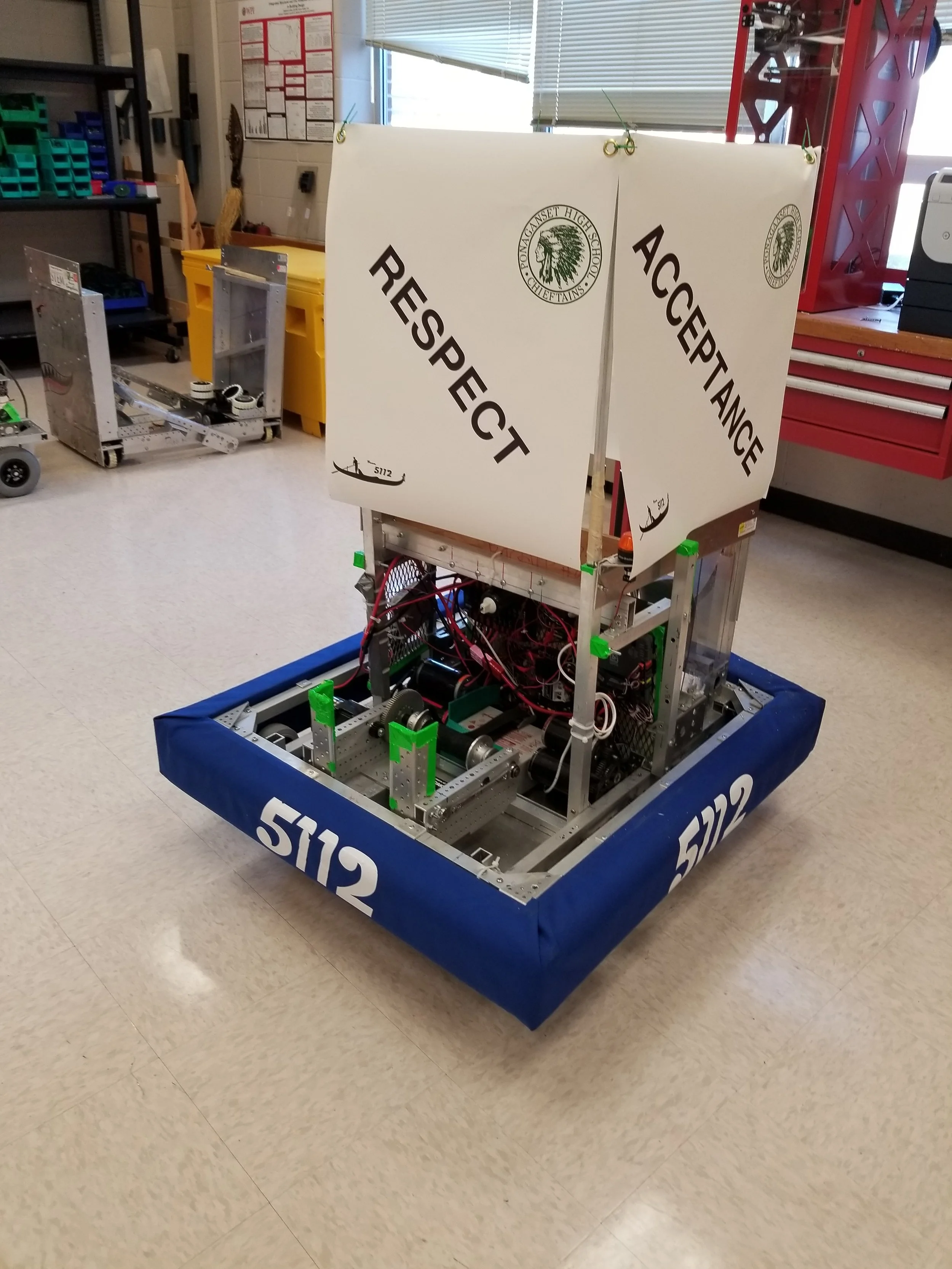 Our other robot deccorated for the Special Olympics National Unified Champion School banner ceremony
