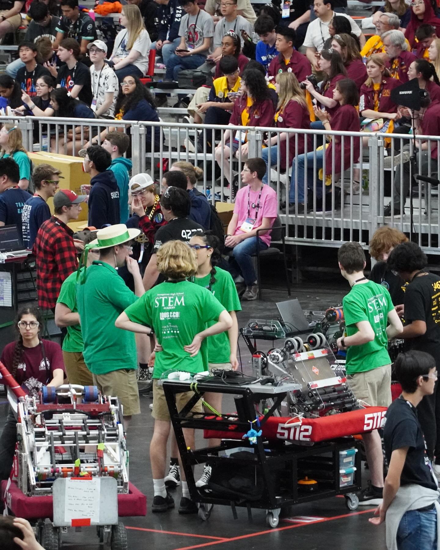 Say bye to Day 1 and hello to Day 2 of Worlds!  #FRC #FIRST #Team5112 #TheGongoliers #yayrobots #robotics #omgrobots🤖 #wcmp