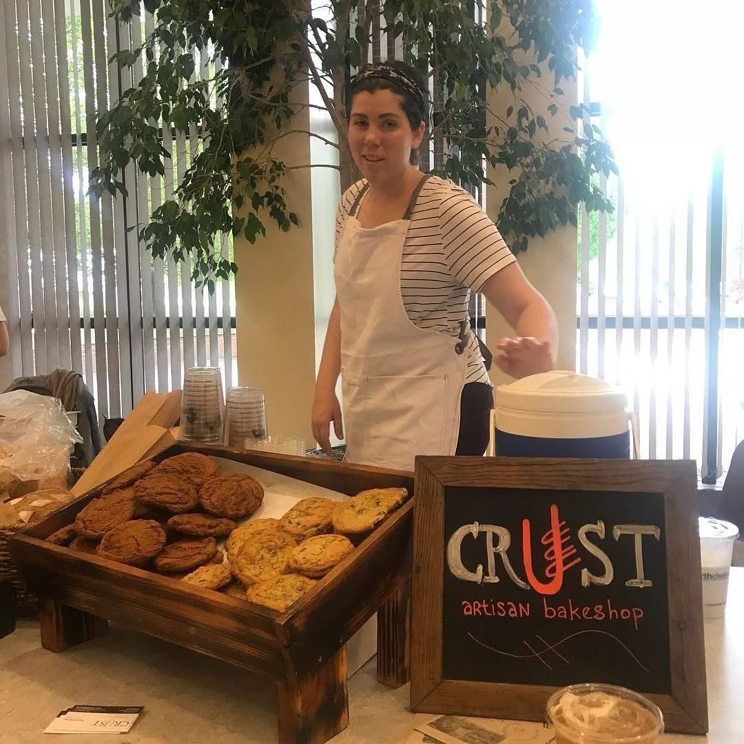 Throwback Thursday π
This came up as a memory and it just cracked me up! This was me in 2017 when I had just bought Crust. We hadn’t changed the logo yet. And I was baking everything with the team of two other bakers and then I was going to a