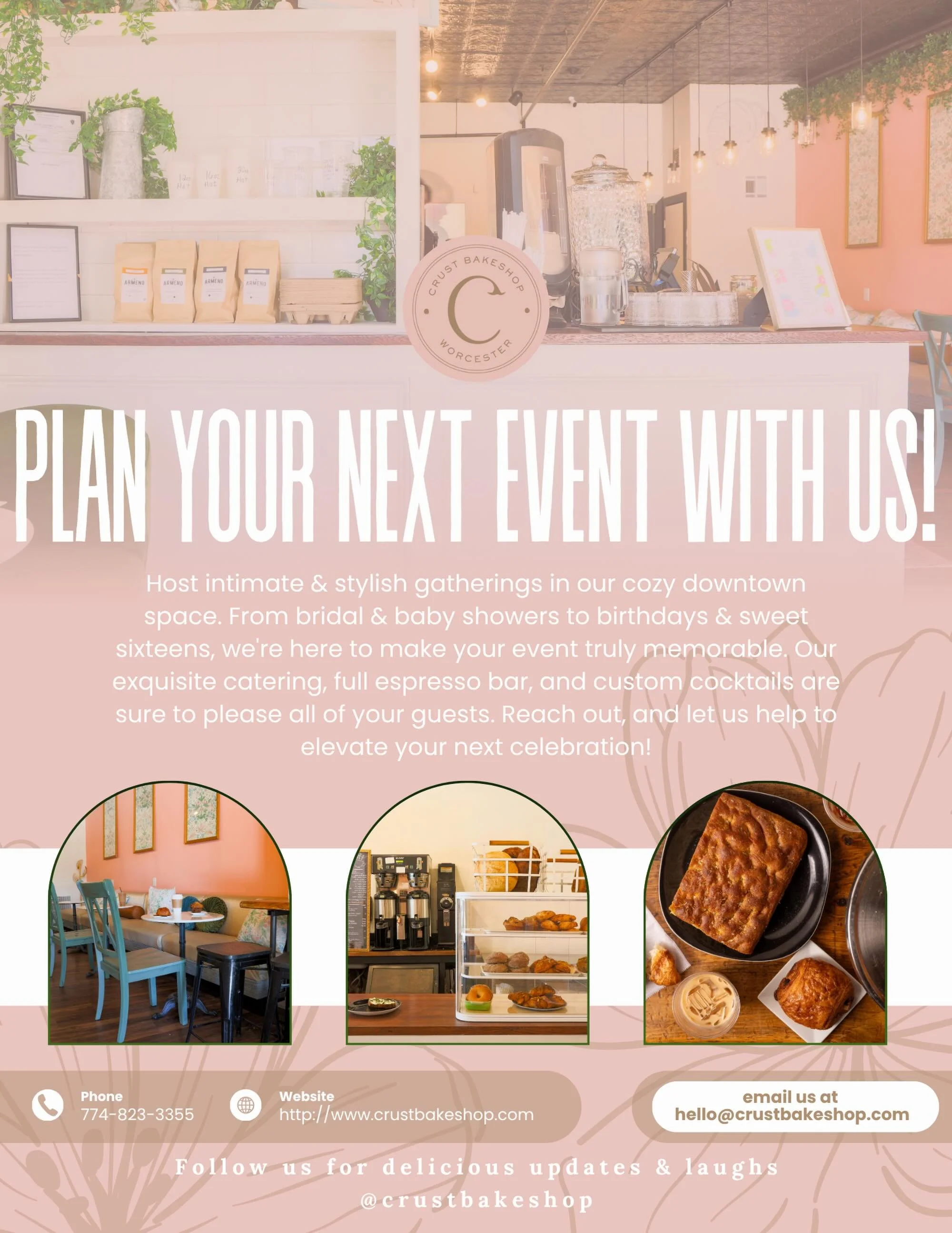 Got a grad party coming up? We&rsquo;ve got the space (and the pastries) covered 🎓✨

Our downtown Worcester space is available for private events &mdash; perfect for graduation parties, bridal showers, birthdays, baby showers, and all the little cel