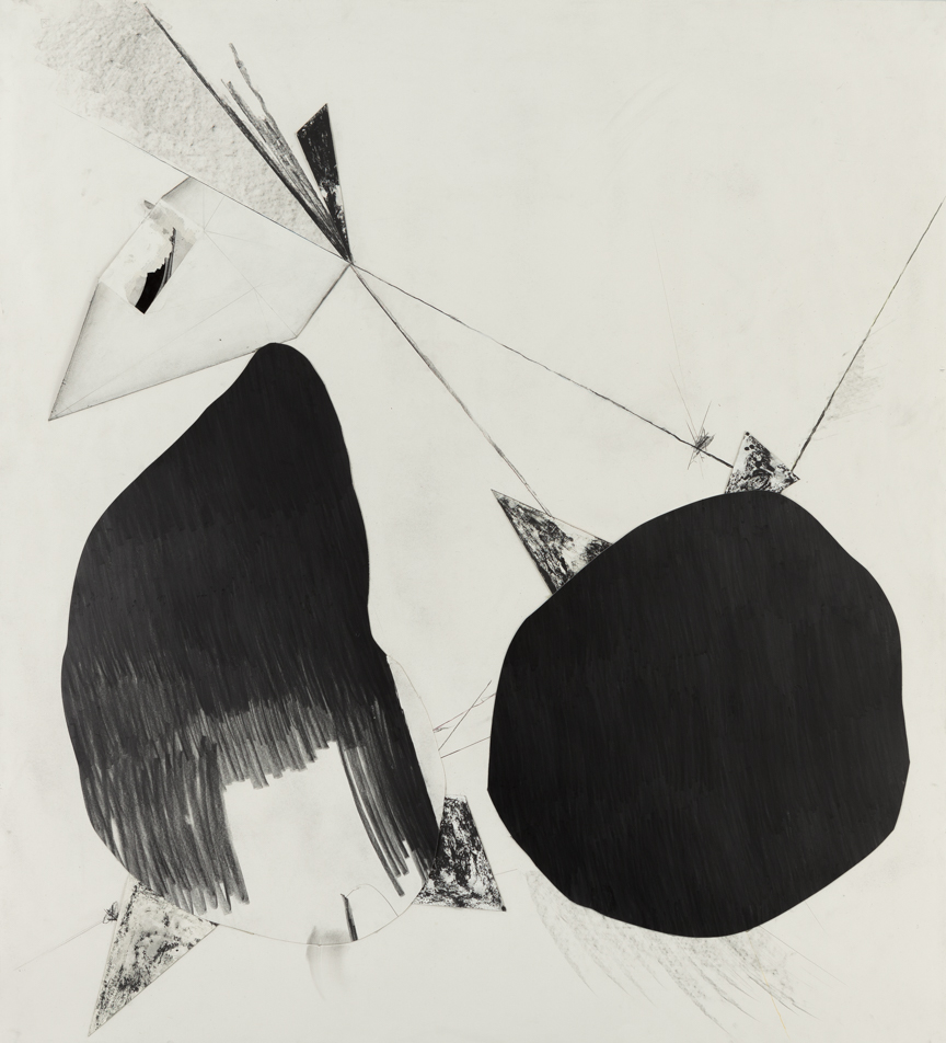   Sticks and Stones # B , 2014, graphite on cut and collaged paper, 51 x 47 inches/ 130 x 120 cm 