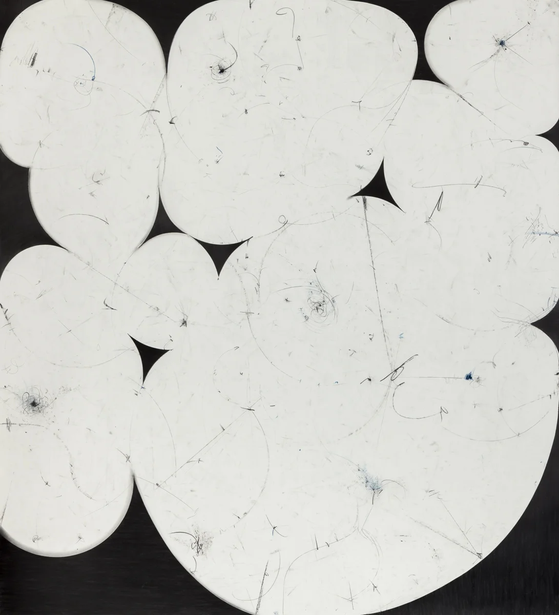 Sticks and Stones # 32 , 2016, graphite and pastel on cut and collaged paper, 51 x 47 inches, 130 x 120 cm
