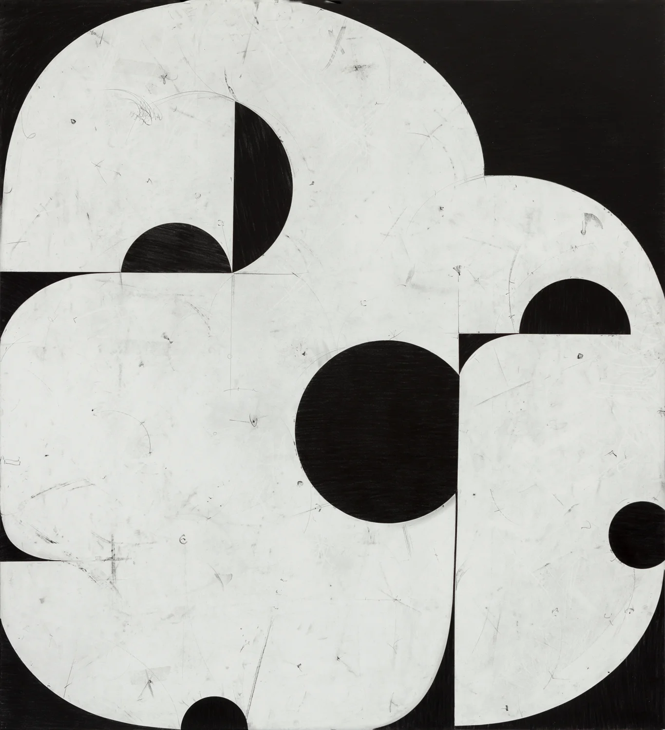 Sticks and Stones # 62, 2017, graphite on cut and collaged paper, 51 x 47 inches, 130 x 120 cm