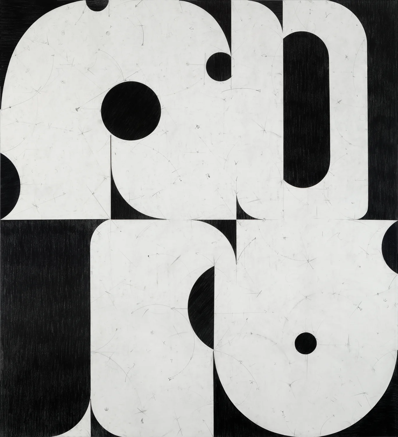 Cast # 3, 2018, graphite on cut and collaged paper, 51 x 47 inches / 130 x 120 cm
