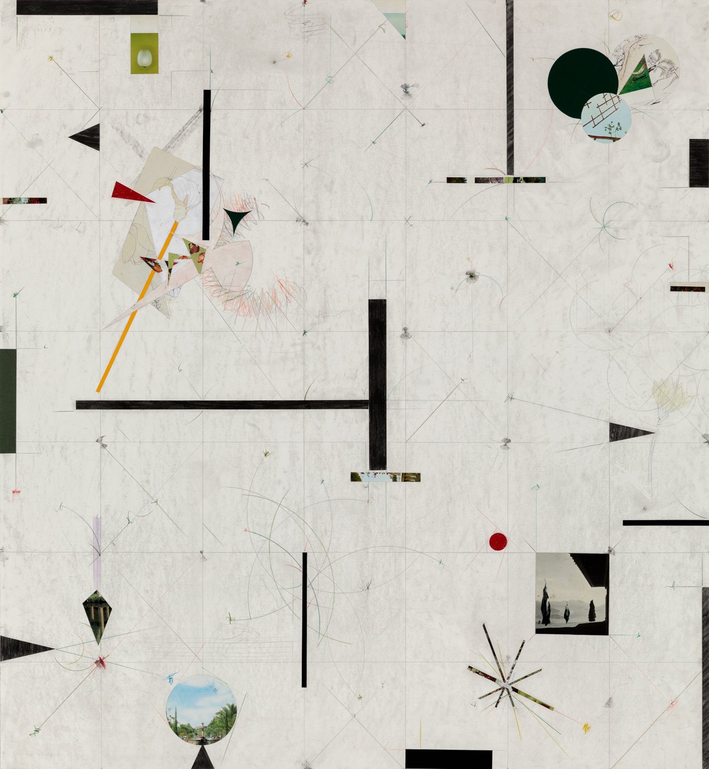   Spring , 2022, pencil, collage and colored pencil on paper, 51 x 47 inches/ 130 x 119 cm 