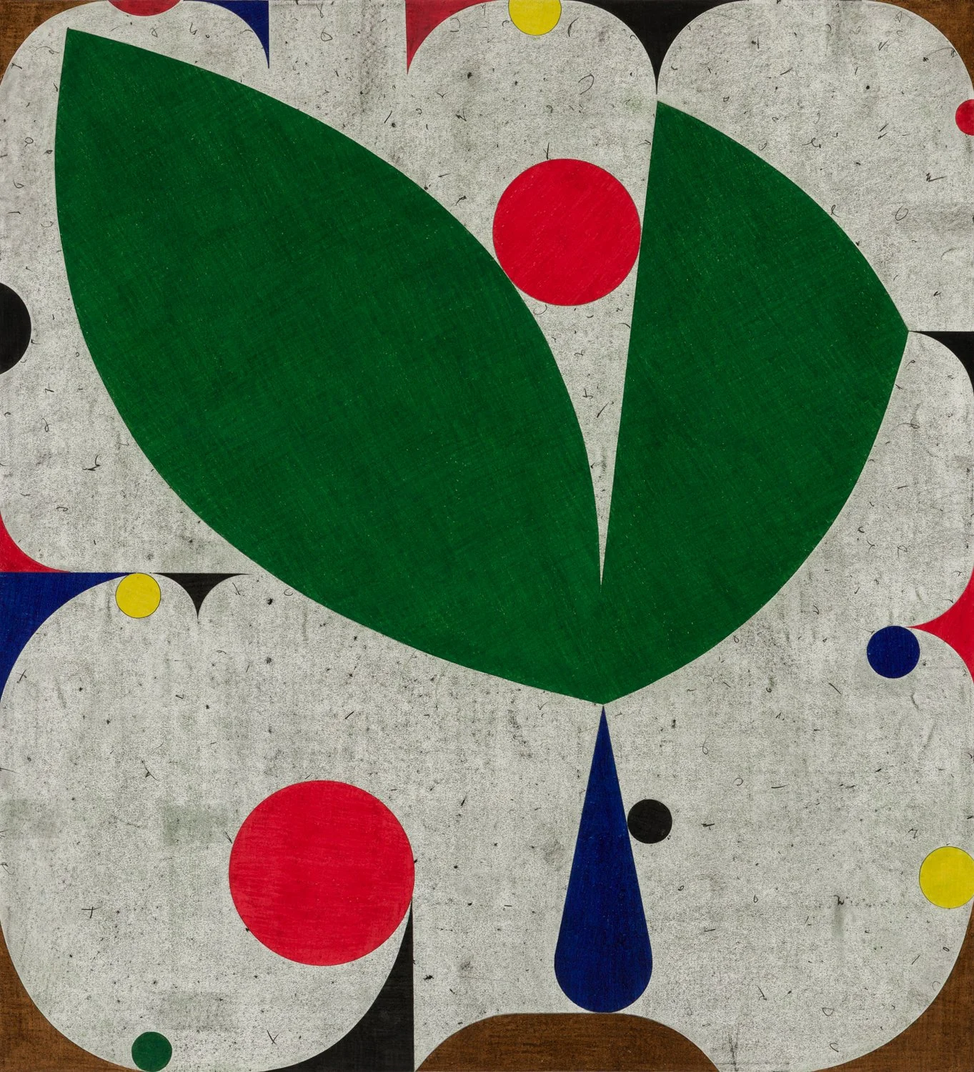   Informal Gardens #1 , 2025, Colored pencil on paper collaged on paper, 51 × 47 inches/ 131 × 119 cm 