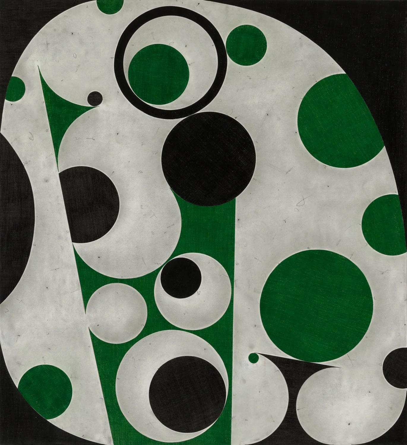   Informal Gardens #19 , 2025, Colored pencil on paper collaged on paper, 51 × 47 inches/ 131 × 119 cm 