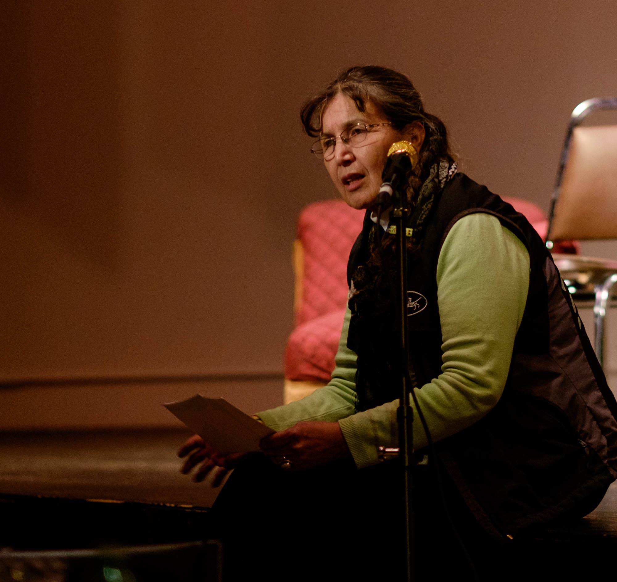 Jeannette Armstrong closes the open mic, and the gathering, with a beautiful poem