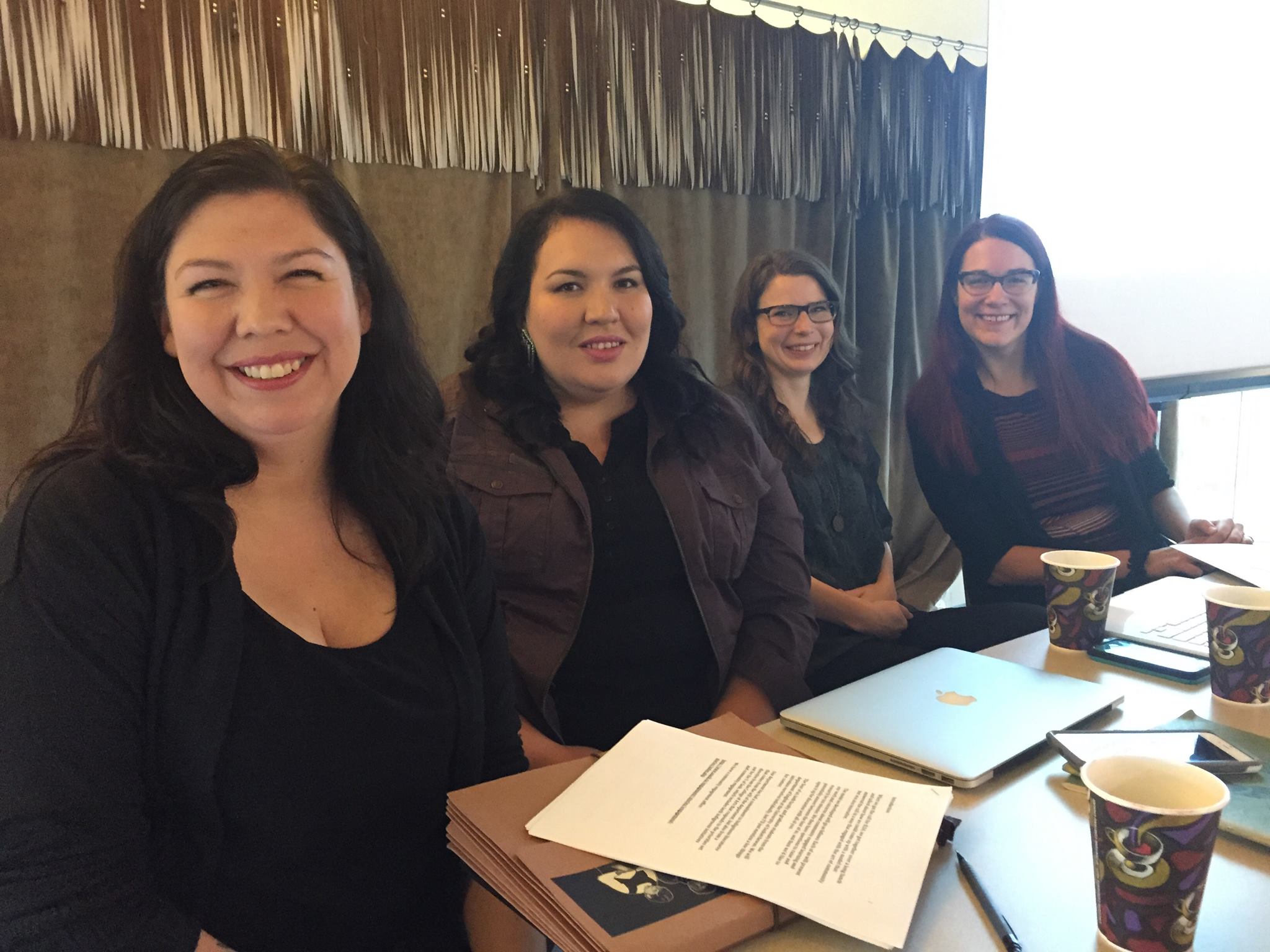 University of Saskatchewan contingent: Tasha Hubbard, Tenille Campbell, ILSA exec Adar Charlton, and Nancy Van Styvendale photo: tasha hubbard