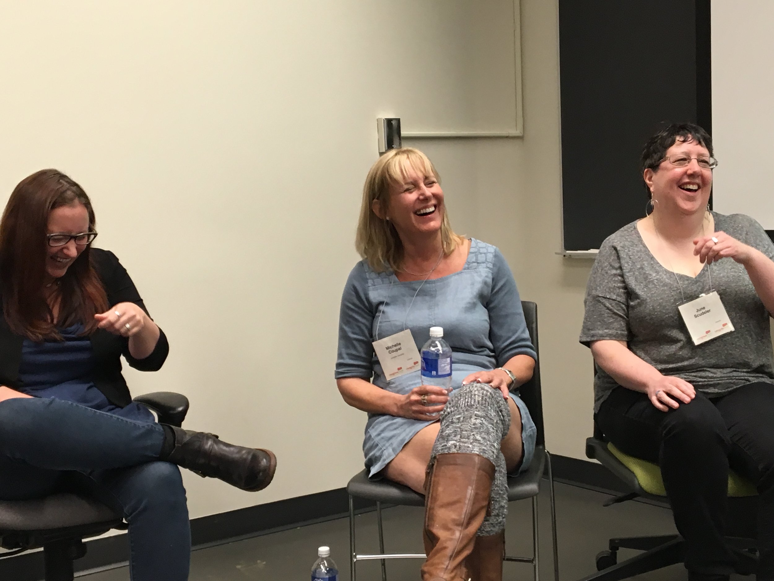 Natalie Knight, Michelle Coupal, and June Scudeler can't stop laughing!