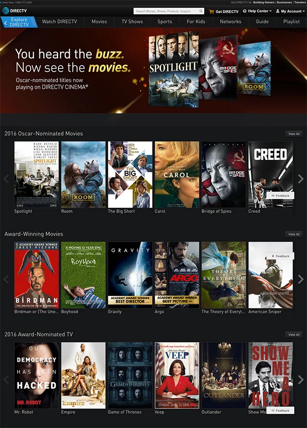 DIRECTV Awards Page