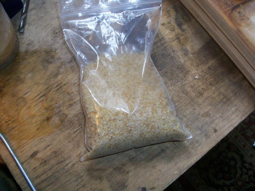 Hide glue crystals