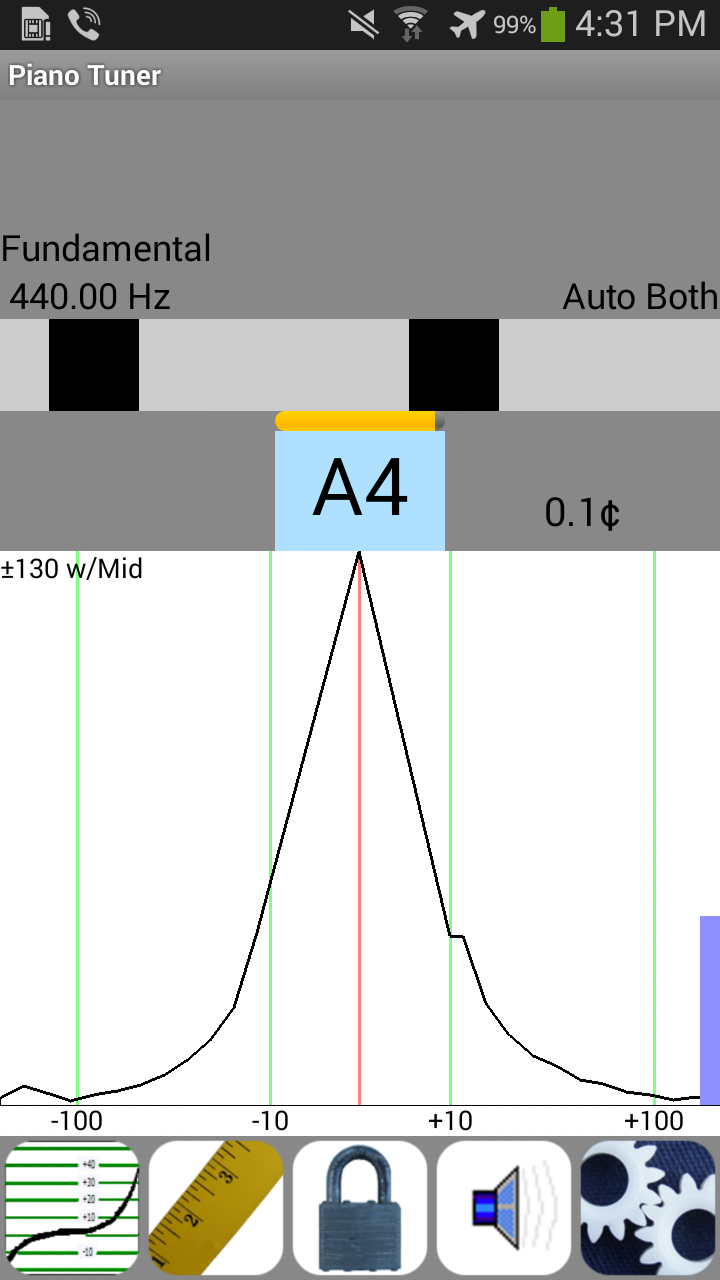 The main page of TuneLab showing the Phase Bar and frequency graph