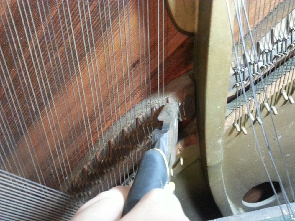 Pulling out the bridge pins.