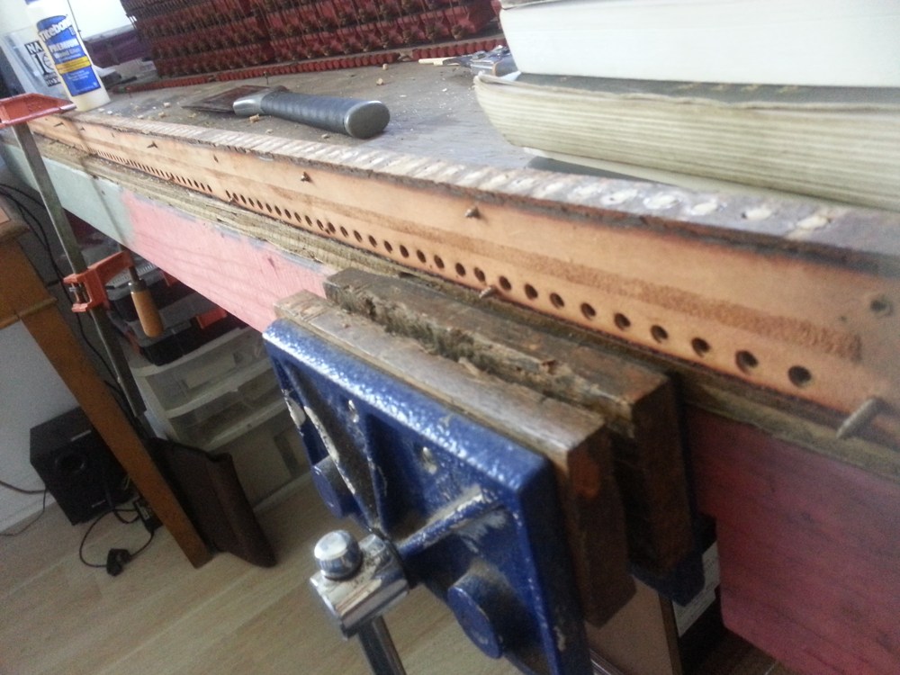 Pouch board after plugging holes.