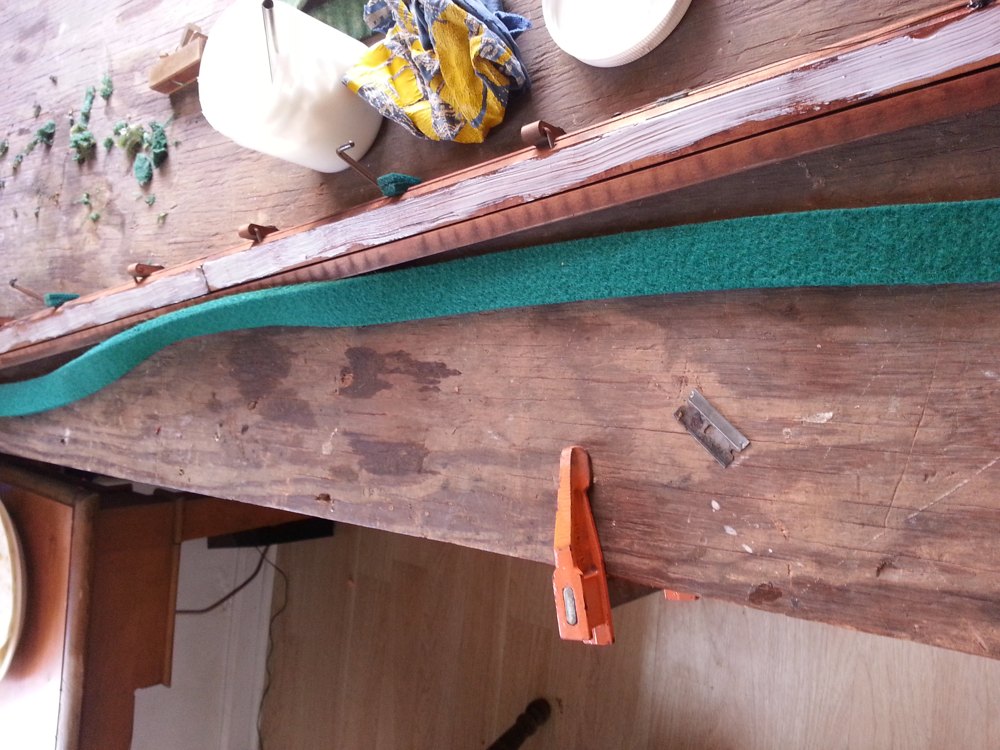 PVC-E glue applied. Note that the edge furthest from the prongs does not have glue applied to it.