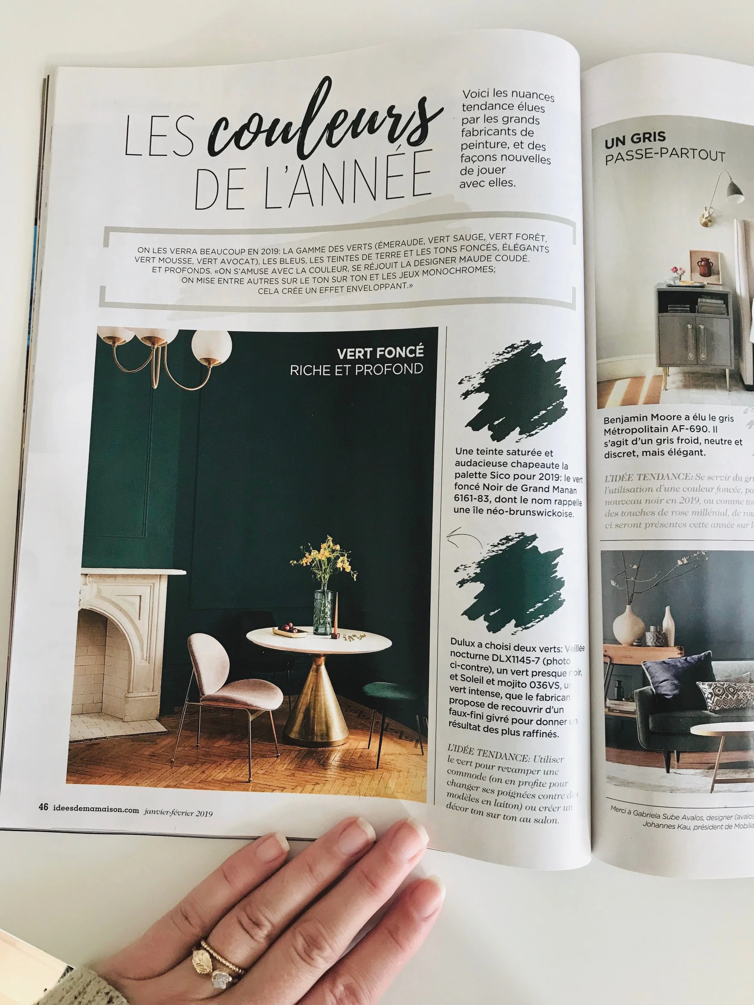  En entrevue pour les tendances 2019 dans la revue Les idées de ma maison.  
