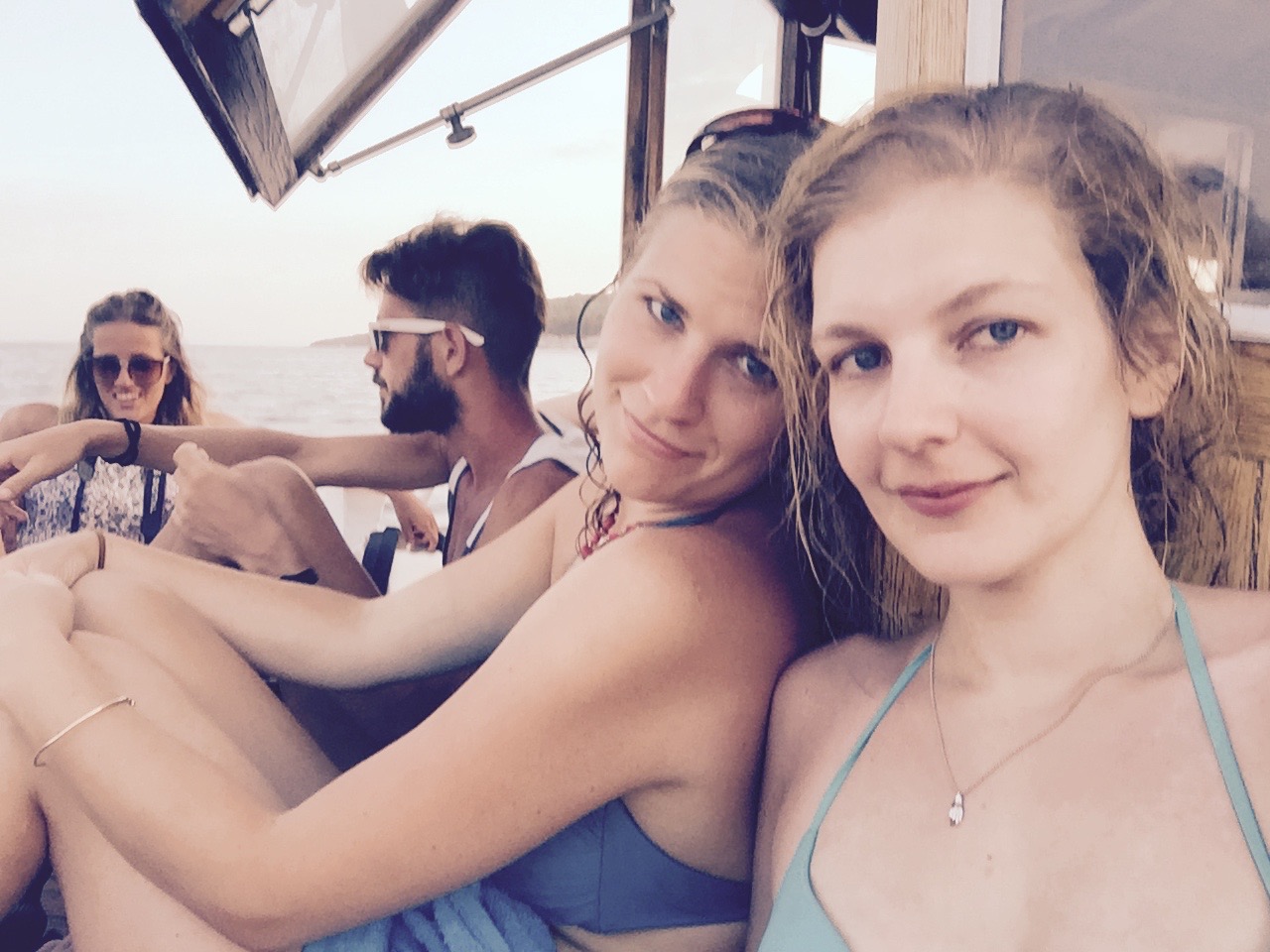 Kate and Tania. Boat selfie