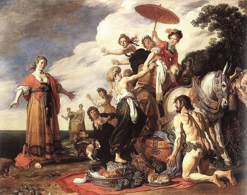 Odysseus before Nausicaa. A 1619 painting by Pieter Lastman