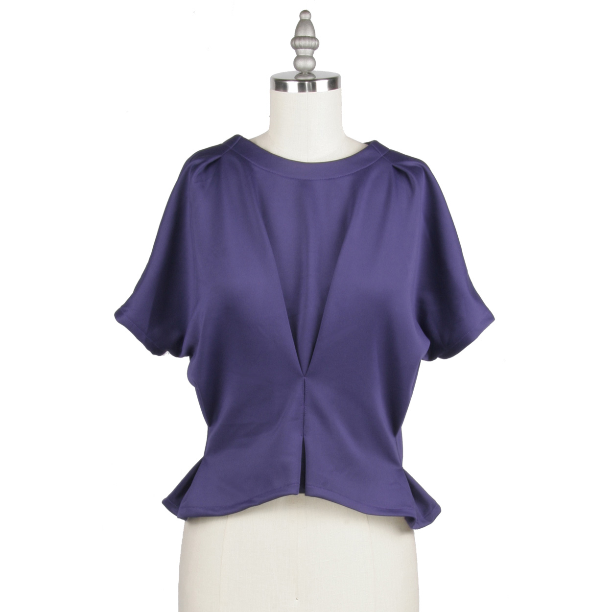 Alexander Michael Snyder AMS Atelier basics for women's clothing and lingerie. Purple Neoprene Dropped Shoulder Fashion blouse