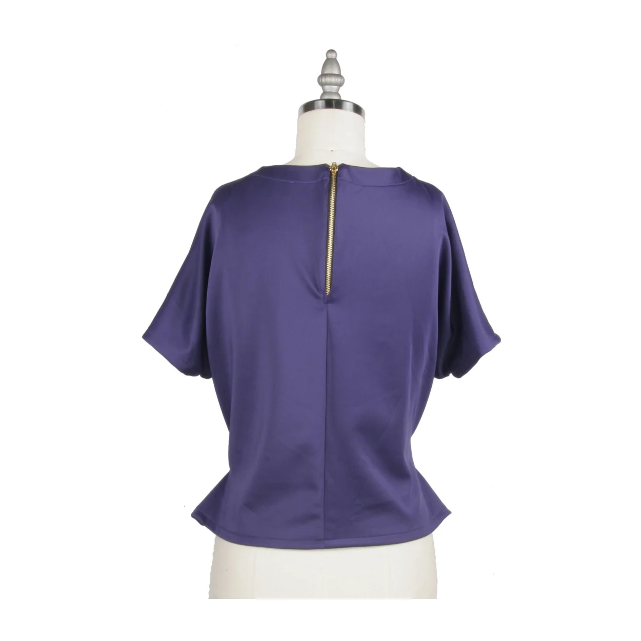 Alexander Michael Snyder AMS Atelier basics for women's clothing and lingerie. Purple Neoprene Dropped Shoulder Fashion blouse