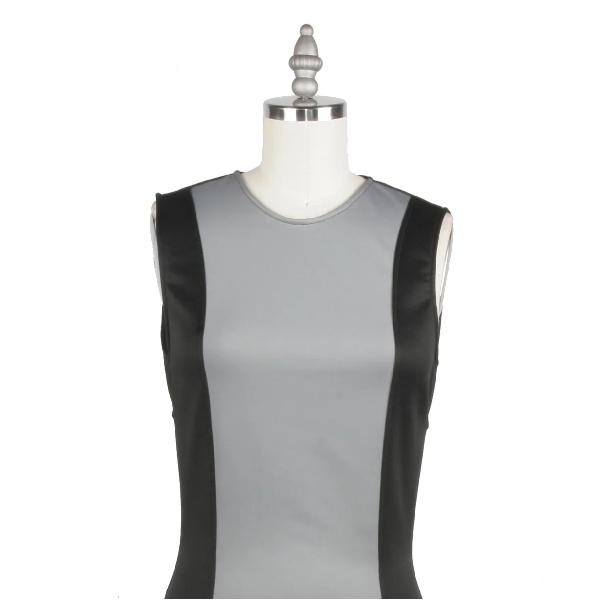 Alexander Michael Snyder AMS Atelier basics for women's clothing and lingerie. black and grey neoprene Color block dress