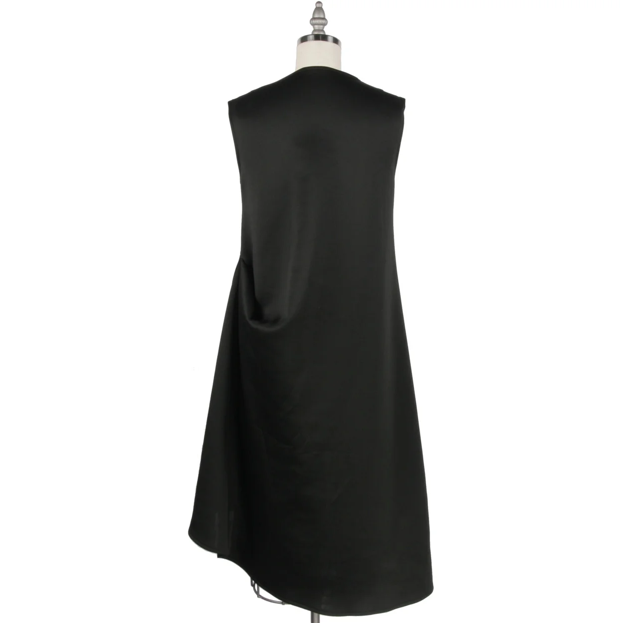 Alexander Michael Snyder AMS Atelier basics for women's clothing and lingerie. Black Neoprene asymmetric Drape dress