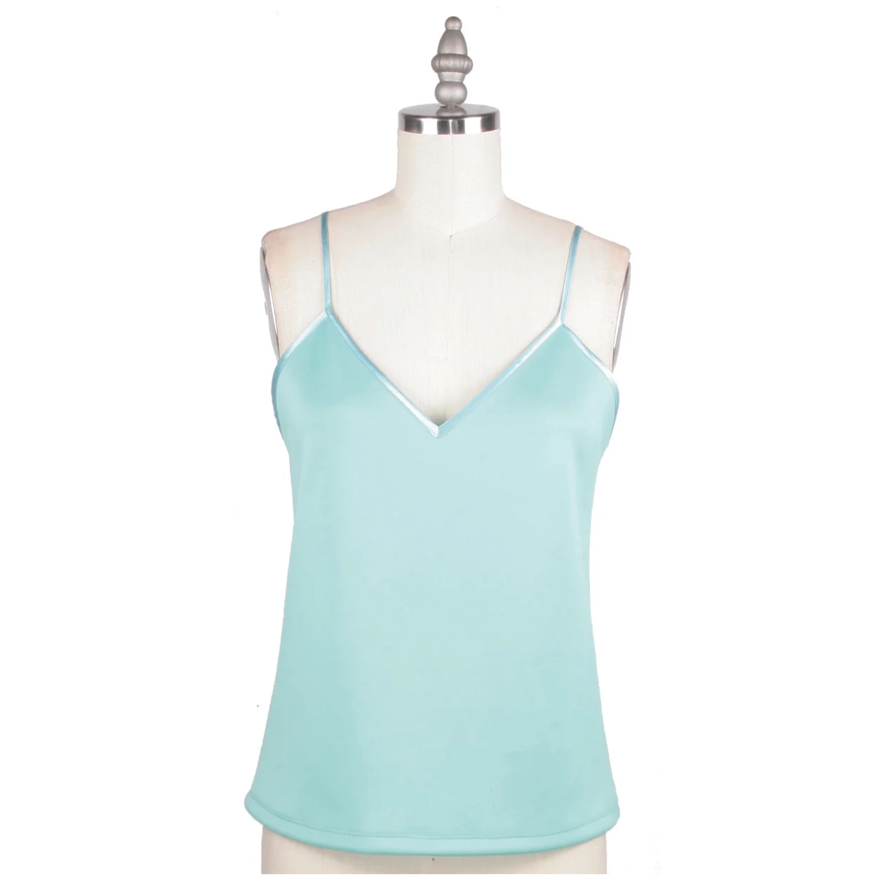 Alexander Michael Snyder AMS Atelier basics for women's clothing and lingerie. Aqua blue Neoprene tank top