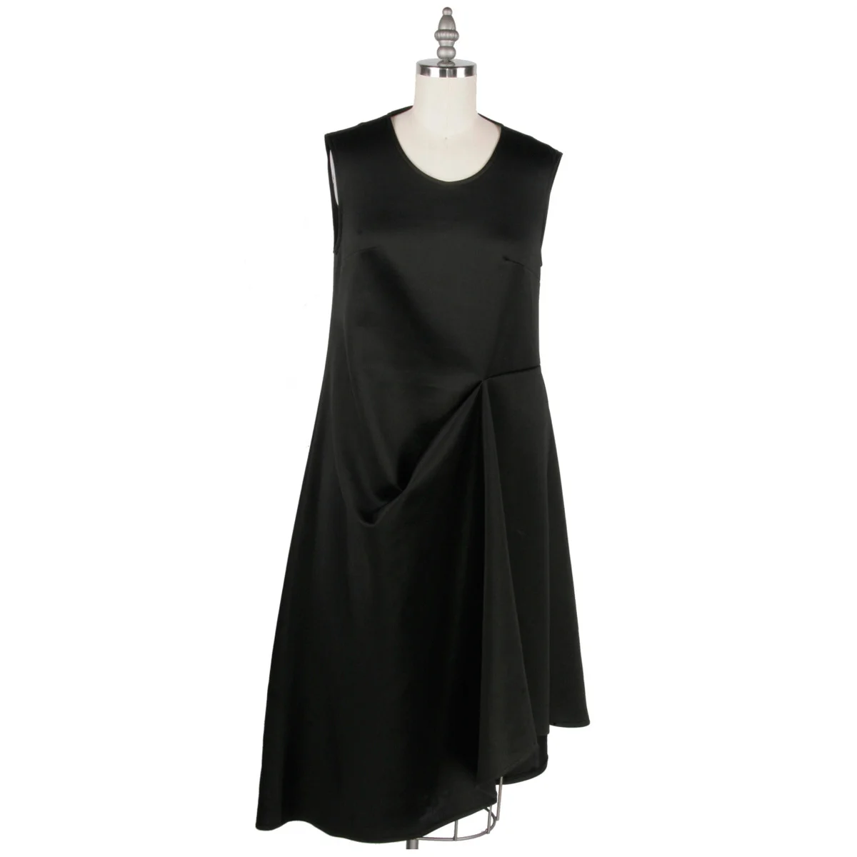 Alexander Michael Snyder AMS Atelier basics for women's clothing and lingerie. Black Neoprene asymmetric Drape dress