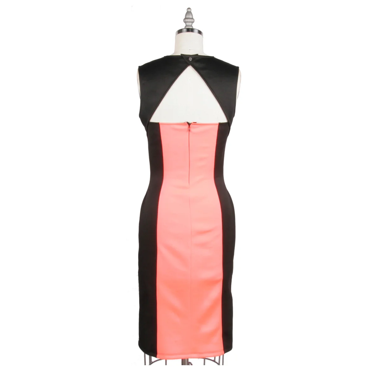 Alexander Michael Snyder AMS Atelier basics for women's clothing and lingerie. black and coral orange neoprene Color block dress
