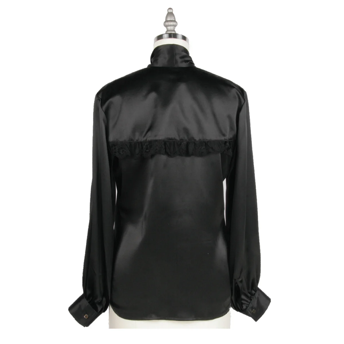 Alexander Michael Snyder AMS Atelier basics for women's clothing and lingerie. Black Silk Cotton Crepe de Chine Fashion stock tie blouse