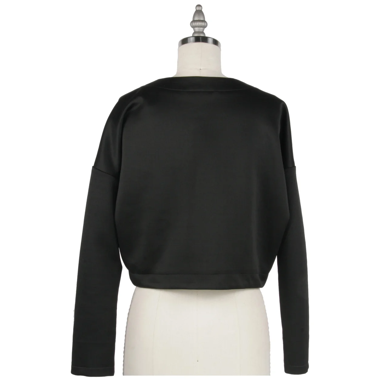 Alexander Michael Snyder AMS Atelier basics for women's clothing and lingerie. Black Neoprene dropped shoulder bomber cardigan