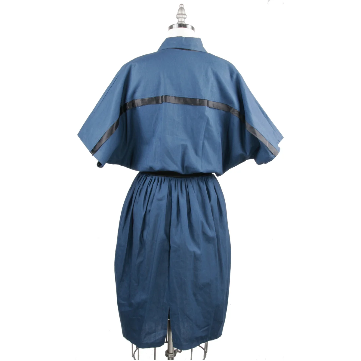 Alexander Michael Snyder AMS Atelier basics for women's clothing and lingerie. blue linen cotton belted blouse dress