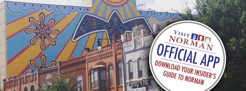Make sure to download the VisitNorman app for events & a directory of restaurants & shops in Norman. 