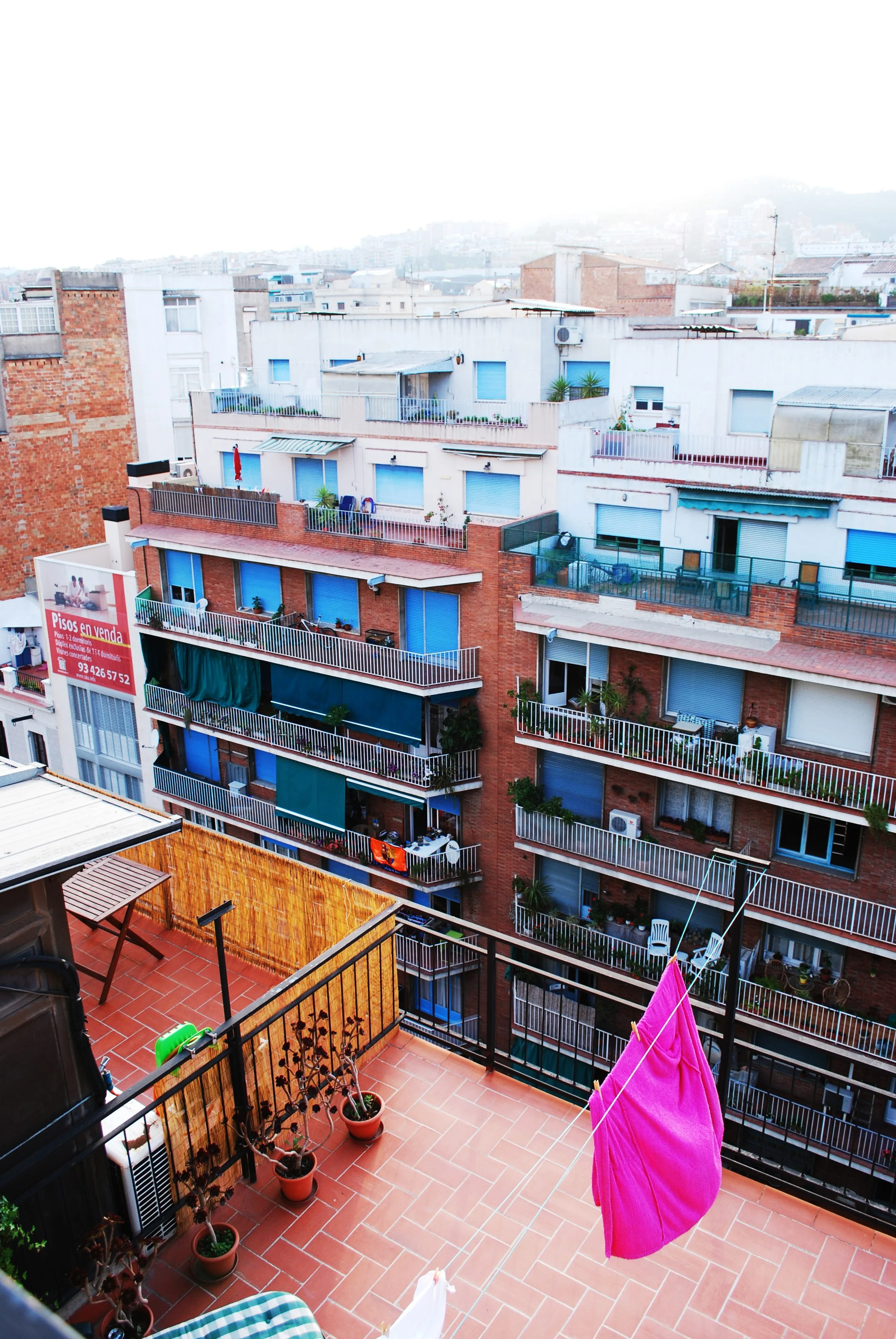 The view off of the balcony from my first apartment. I stayed with one of the Oxford House trainers near the Camp de l'Arpa metro stop