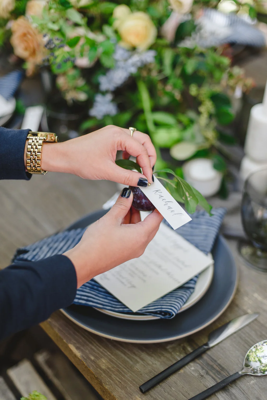 Brown Fox Calligraphy hand lettered place card
