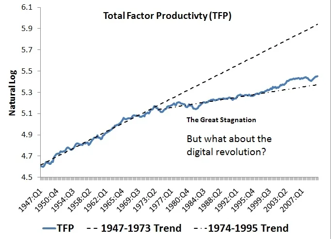 From wikipedia: "In economics , total-factor productivity (TFP), also called multi-factor productivity, is a variable which accounts for effects in total output not caused by traditionally measured inputs of labor and capital. If all inputs are accounted for, then total factor productivity (TFP) can be taken as a measure of an economy’s long-term technological change or technological dynamism."