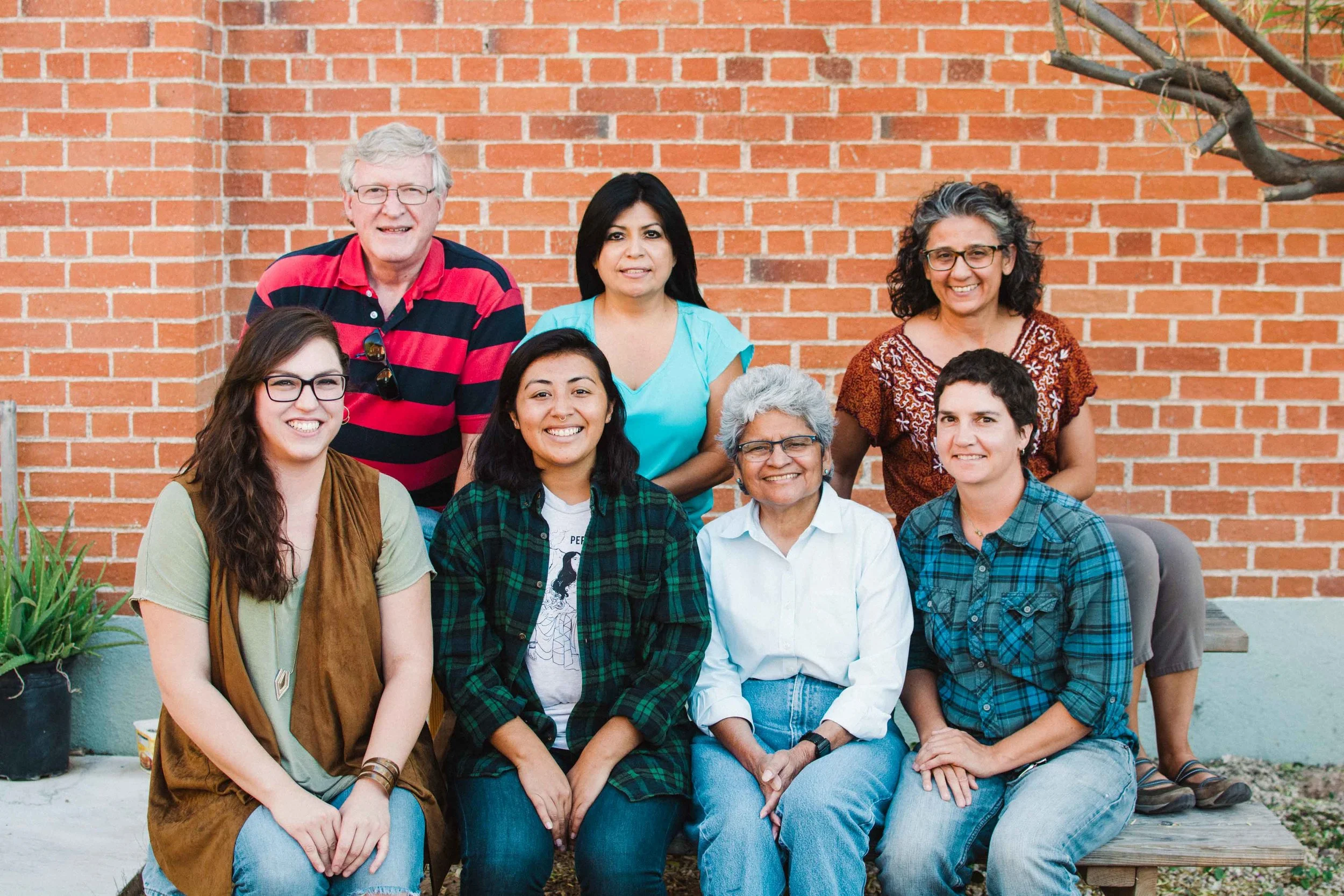 The current BorderLinks board. Back row, left to right: Dave Coatsworth, Liz Rabago and Cecelia Aguilar-Ortiz. Front, left to right: me, Cathie Pacheco (our delegation leader), Josefina Ahumada, and Mali Lorenz, Boderlinks' administrative coordinator. 