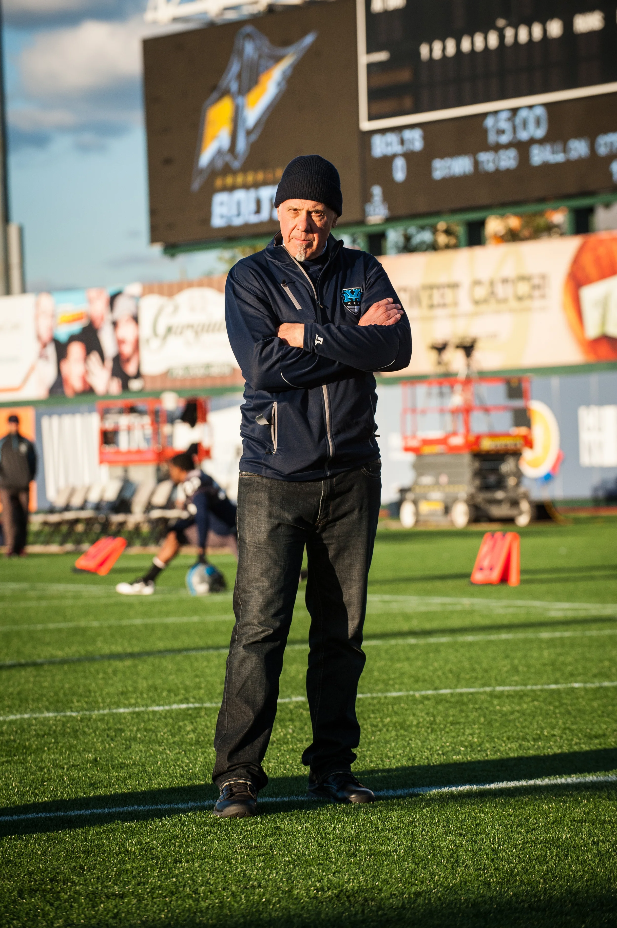 The FXFL's Brooklyn Bolts and Hudson Valley Fort face off at MCU Park in Coney Island, October 16, 2015. Photo by Jason Woodruff.