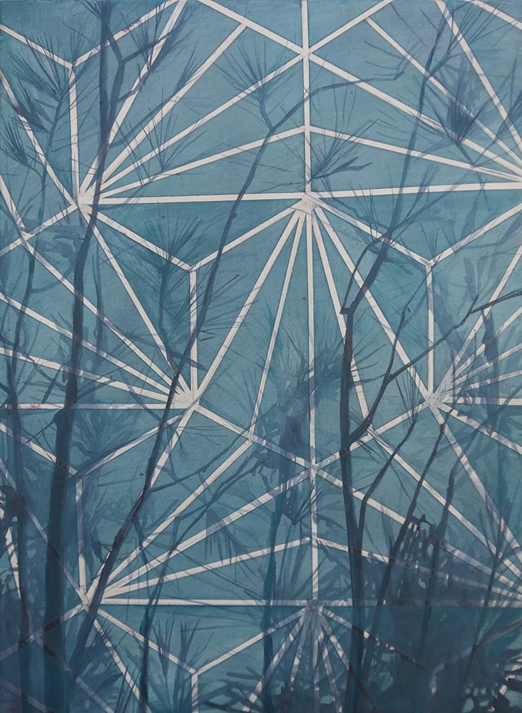 Matthew Mullins, Pines (Blue) , Acrylic on Canvas over Panel, 16" x 12"
