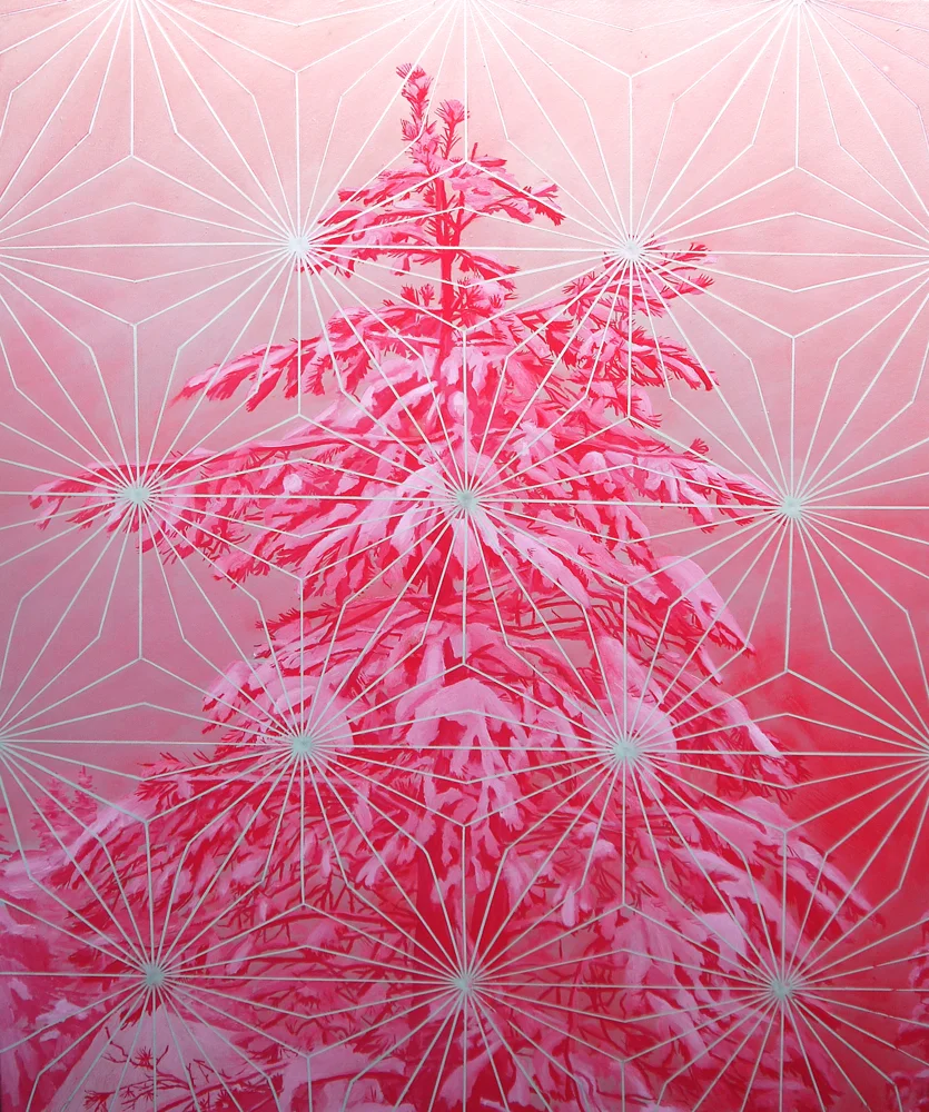 Matthew Mullins, Pink Pine, Oil on Canvas, 40" x 30" (101cm x76cm)