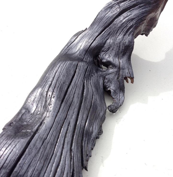 Detail of new graphite and wood sculpture.