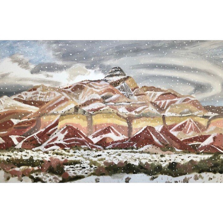 Abiquiu Snow, oil on canvas, 12&rdquo;x18&rdquo;. 

The snow rolled in before I could finish this one.  I planned to finish it in the studio, using photos as a reference. But after working outside from observation, the photos felt totally useless and