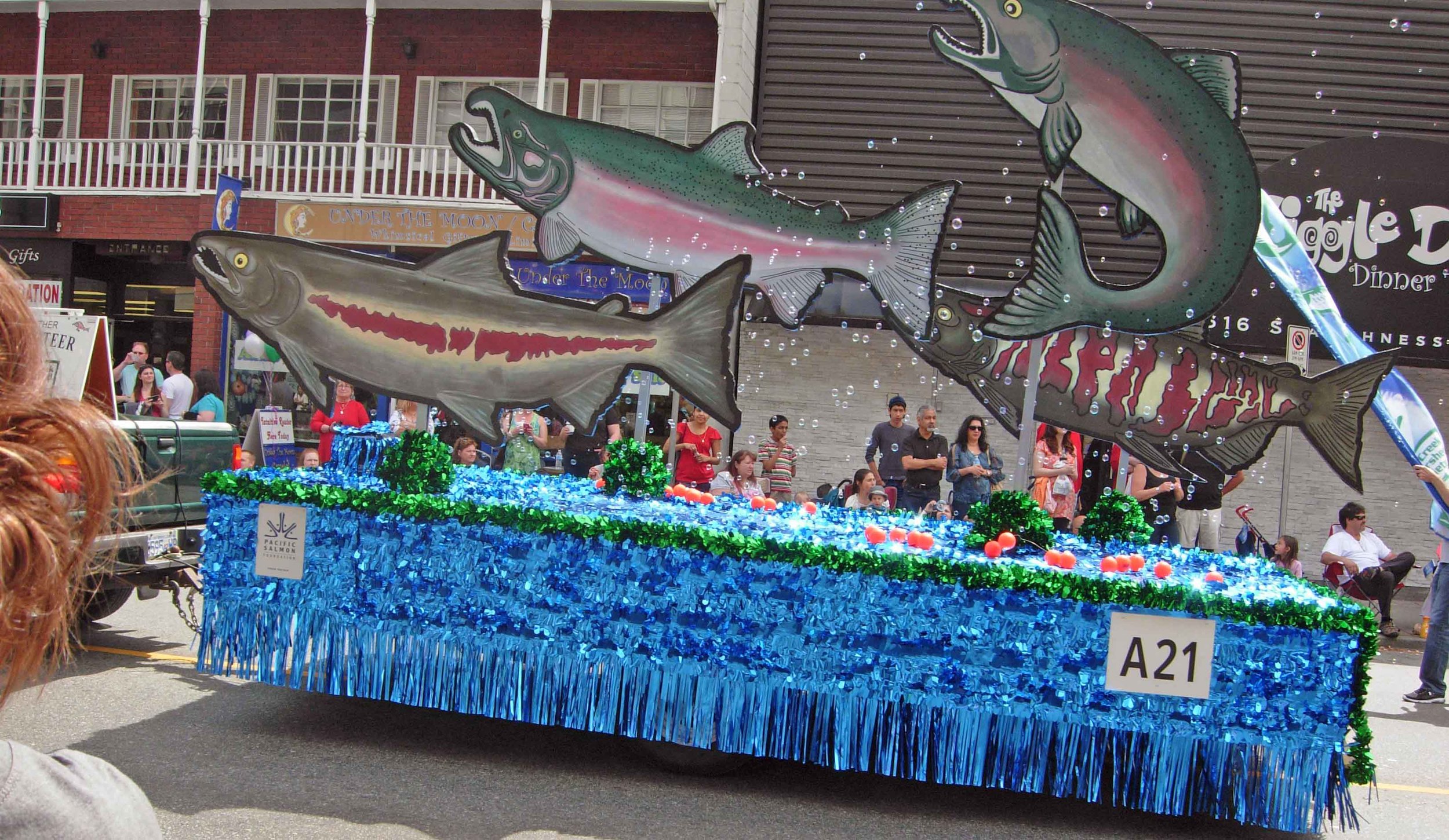 The Hyde Creek Watershed Society parade float.