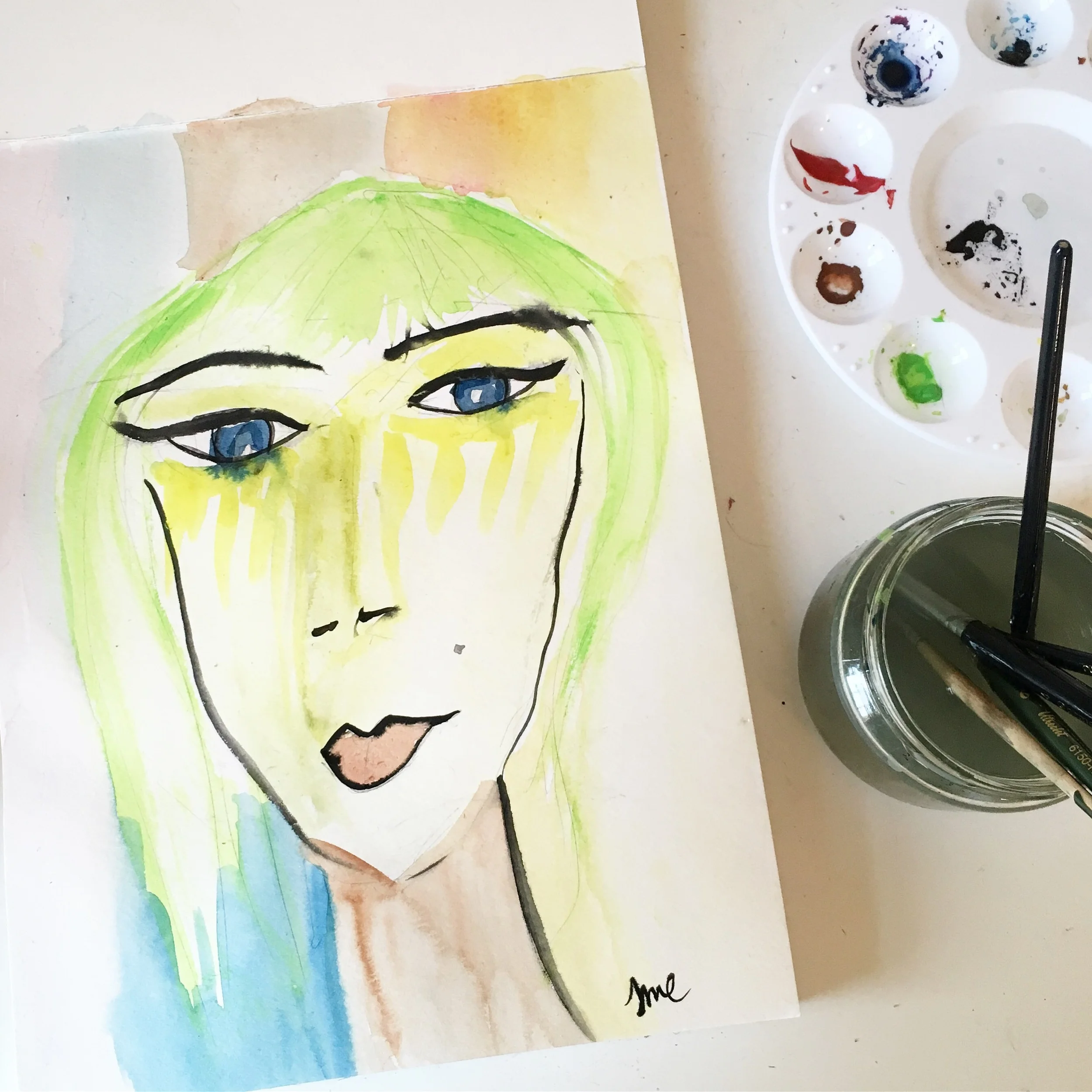 Getting back into watercolor. Forcing myself to not be so critical of my work. It takes practice!